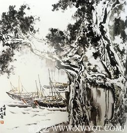 《闽都船坞》 1992年 69cmx69cm